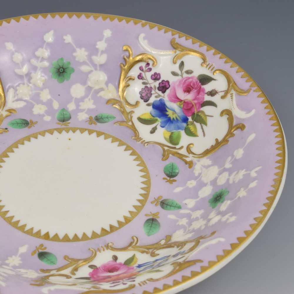 Regency English Ridgway Porcelain Acanthus Moulded Lilac Shell Dessert Dish c.1815 View XI