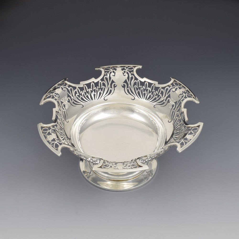 Stunning Pierced Silver Art Deco Pedestal Table Bowl / Basket 
