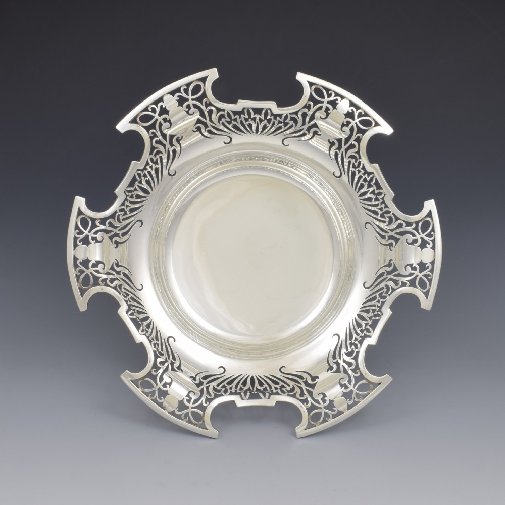 Stunning Pierced Silver Art Deco Pedestal Table Bowl / Basket  View VI