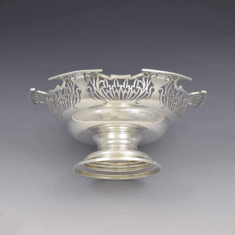 Stunning Pierced Silver Art Deco Pedestal Table Bowl / Basket  View VII