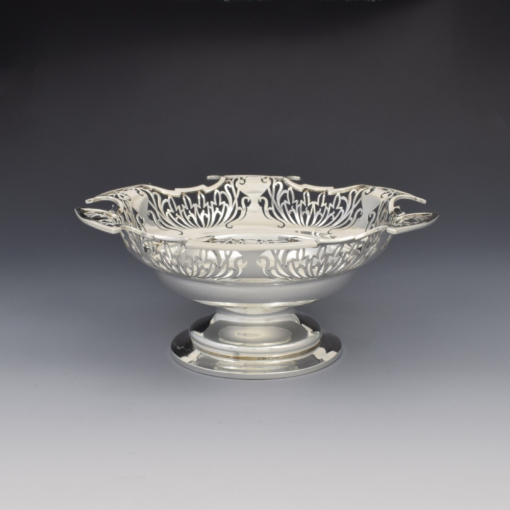 Stunning Pierced Silver Art Deco Pedestal Table Bowl / Basket  View IX