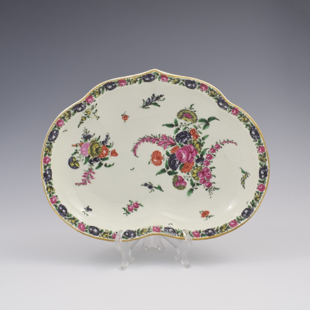 Rare First Period Worcester Porcelain Heart / Kidney Shape Dessert Dish / Compotier c.1765 View II