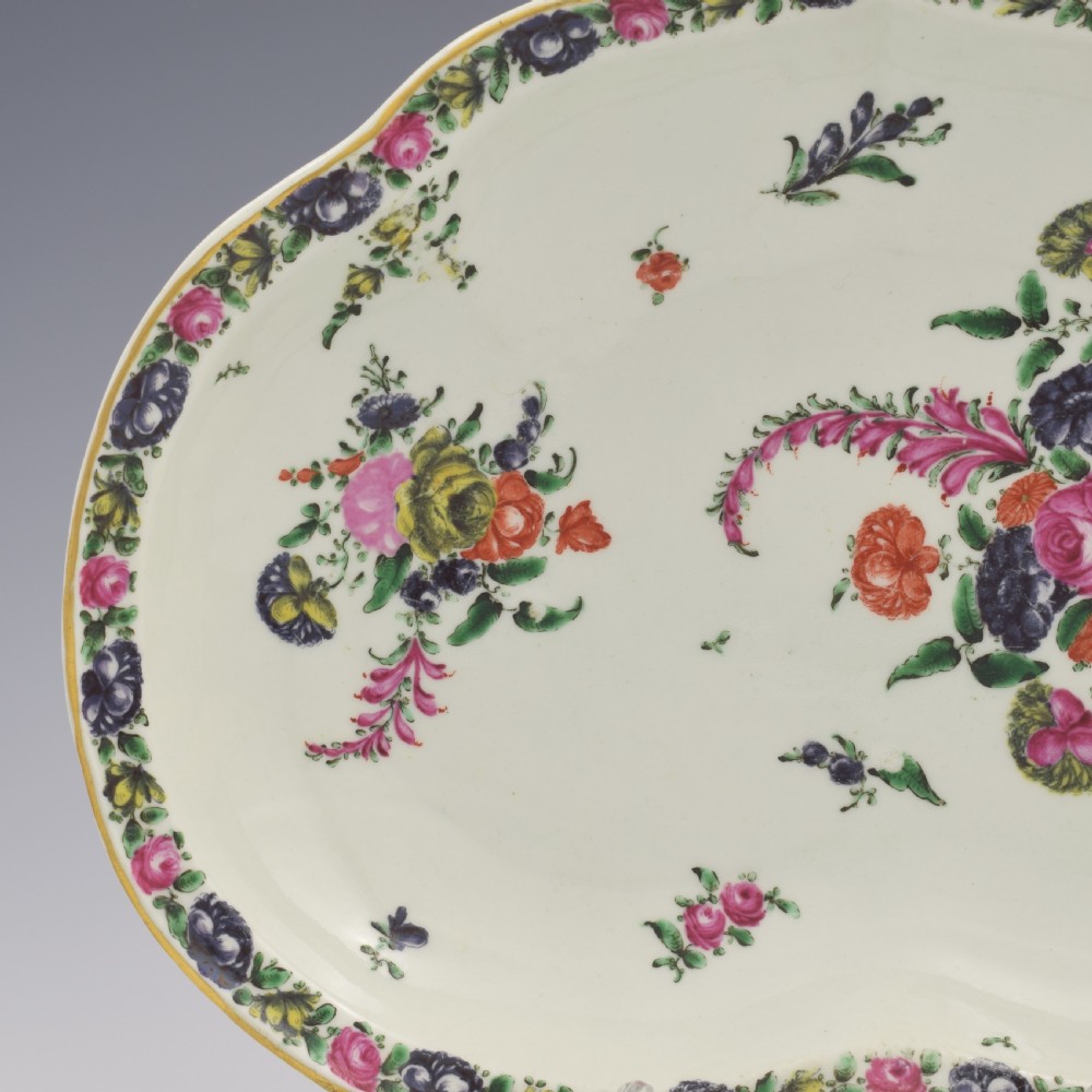 Rare First Period Worcester Porcelain Heart / Kidney Shape Dessert Dish / Compotier c.1765 View IV