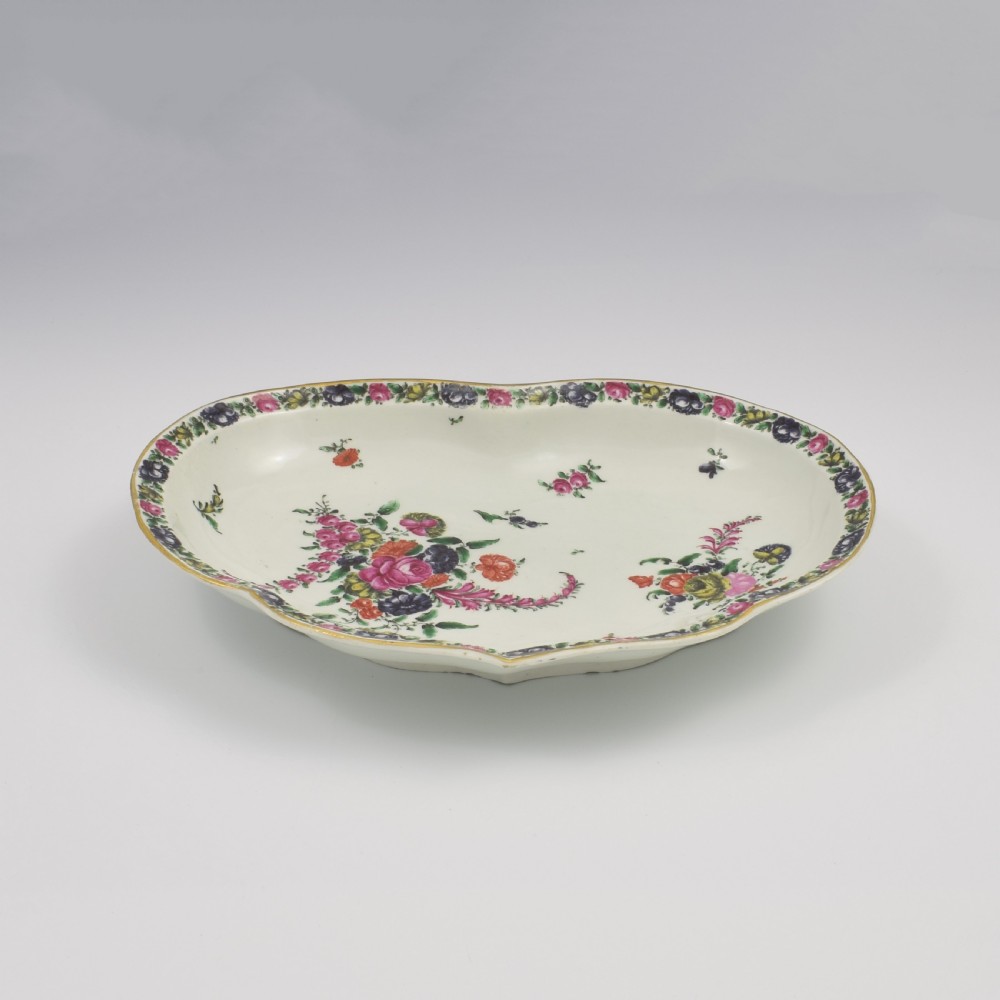 Rare First Period Worcester Porcelain Heart / Kidney Shape Dessert Dish / Compotier c.1765 View VI