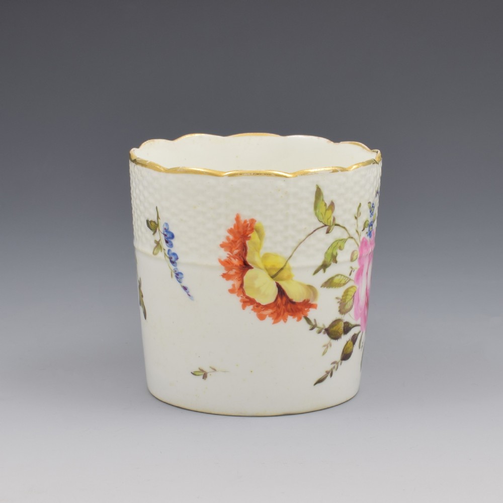 Fine Georgian Derby Porcelain Bastetweave Coffee Can c.1820 View II