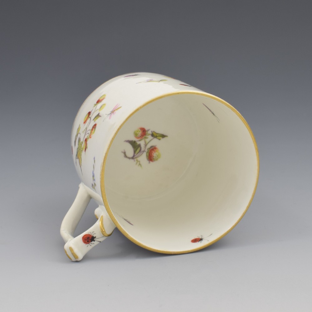 Pretty King Street Derby Porcelain Coffee Can Strawberries & Bugs 1916 Larcombe View V