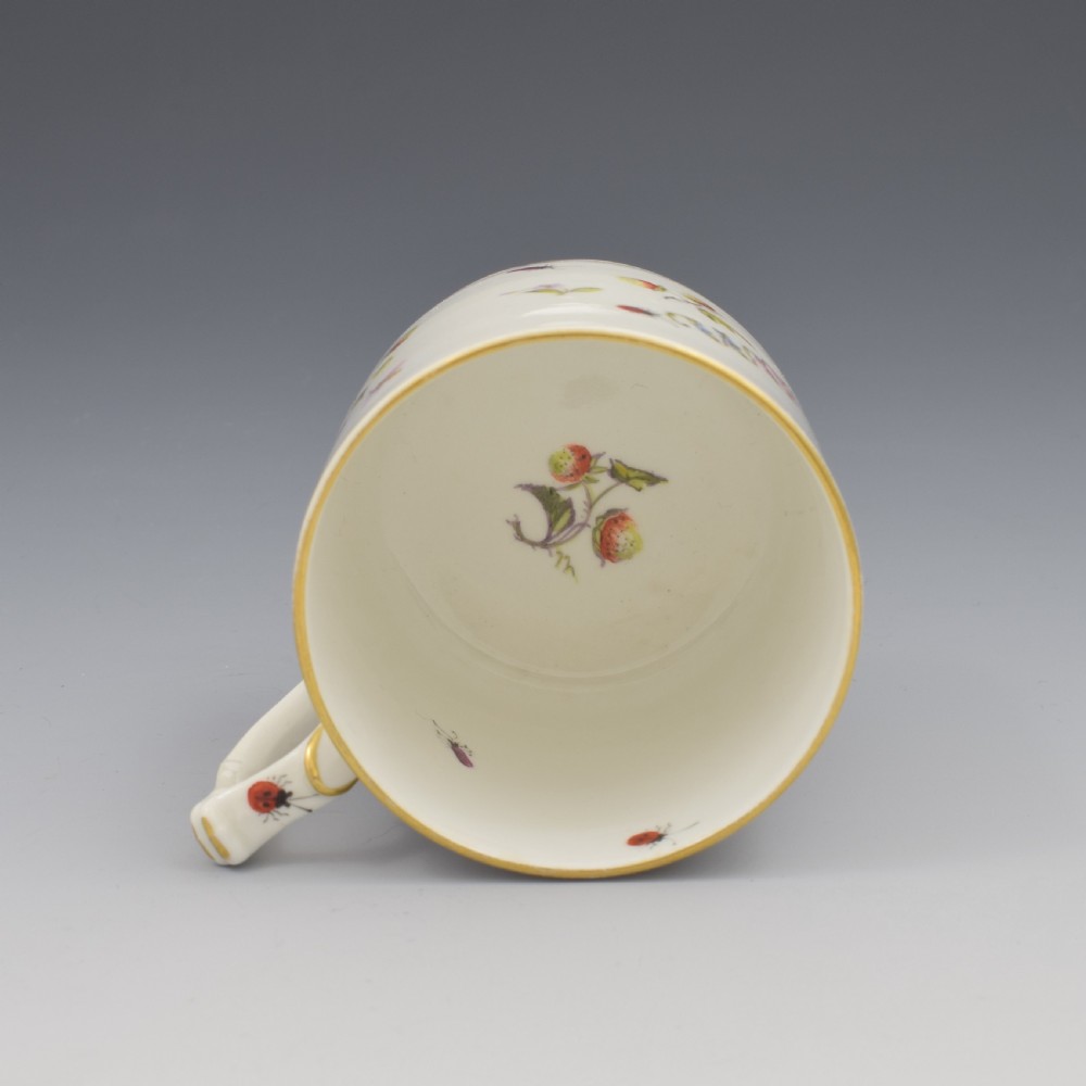 Pretty King Street Derby Porcelain Coffee Can Strawberries & Bugs 1916 Larcombe View VII