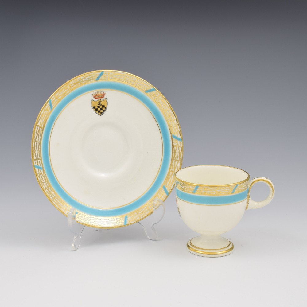 Royal Worcester Porcelain Armorial Pedestal Cup & Saucer Spanish Coronet