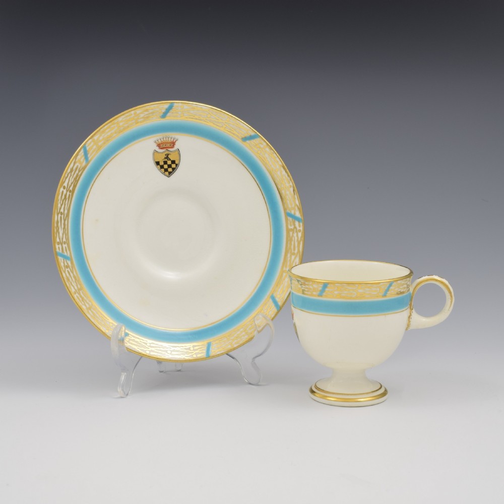 Royal Worcester Porcelain Armorial Pedestal Cup & Saucer Spanish Coronet View IV