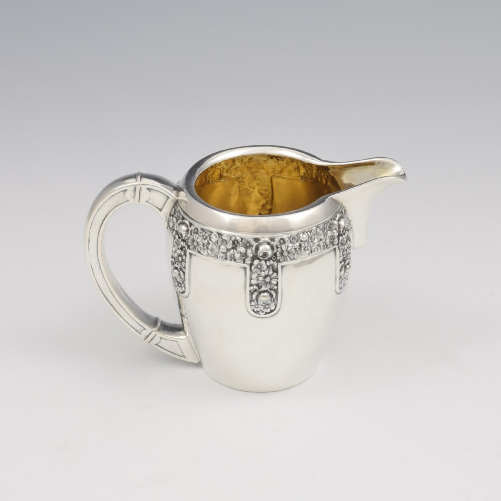 Pretty Art Nouveau Floral Silver Milk / Cream Jug German Jugendstil 