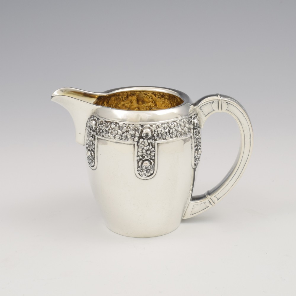 Pretty Art Nouveau Floral Silver Milk / Cream Jug German Jugendstil  View VI
