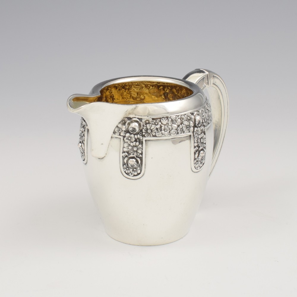 Pretty Art Nouveau Floral Silver Milk / Cream Jug German Jugendstil  View VII