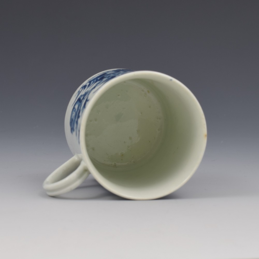 Rare First Period Worcester Porcelain Small Coffee Can Three Flowers Pattern c.1770 View V