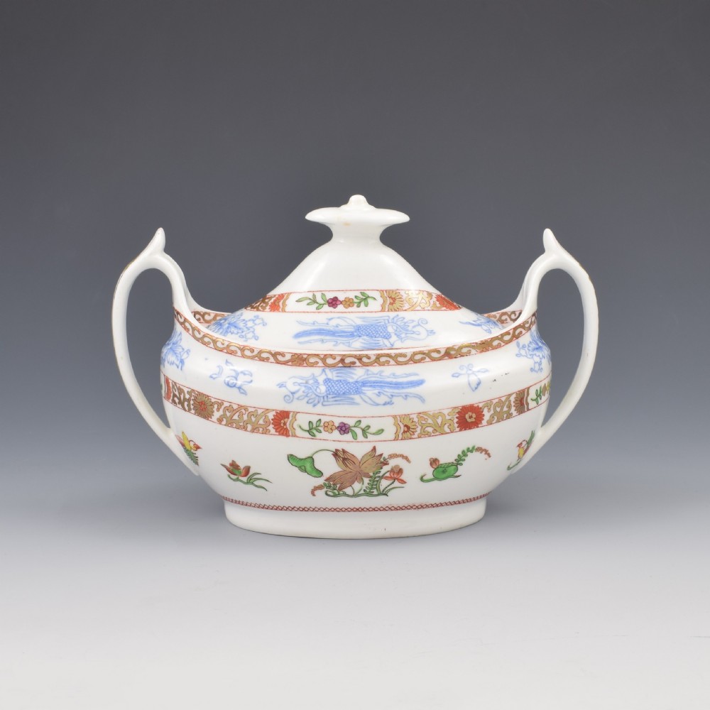 Fine Regency Spode Porcelain Oval Sucrier / Sugar Box Pattern 2638 c.1820