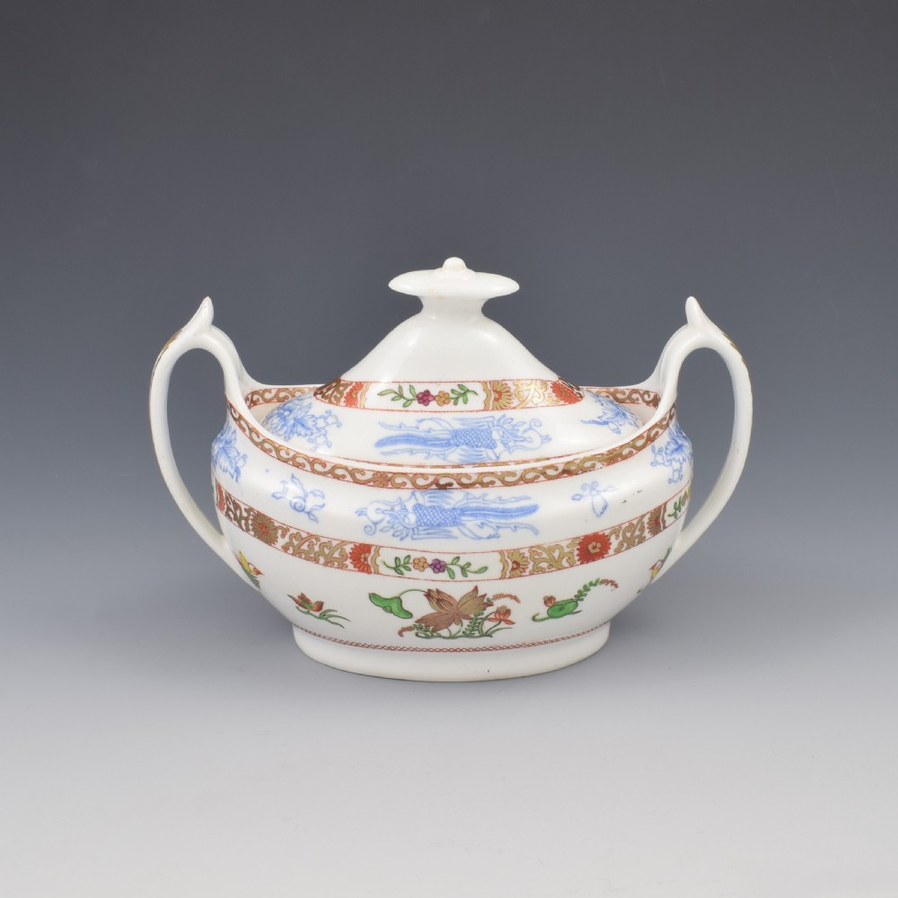 Fine Regency Spode Porcelain Oval Sucrier / Sugar Box Pattern 2638 c.1820 View II