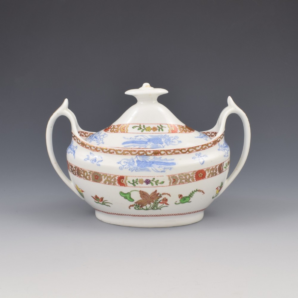 Fine Regency Spode Porcelain Oval Sucrier / Sugar Box Pattern 2638 c.1820 View V