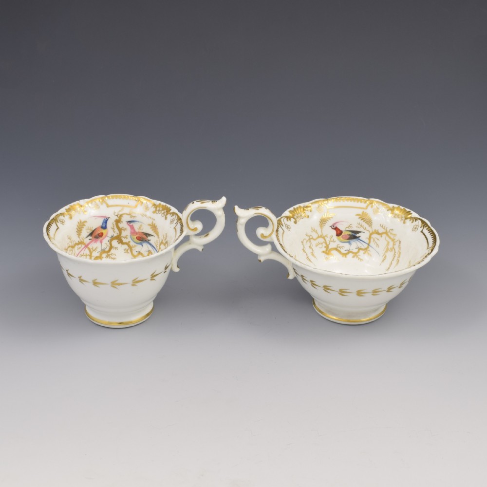 Stunning Davenport Porcelain Fancy Birds Tea and Coffee Cup & Saucer Trio Pattern 916 c.1830 View IV