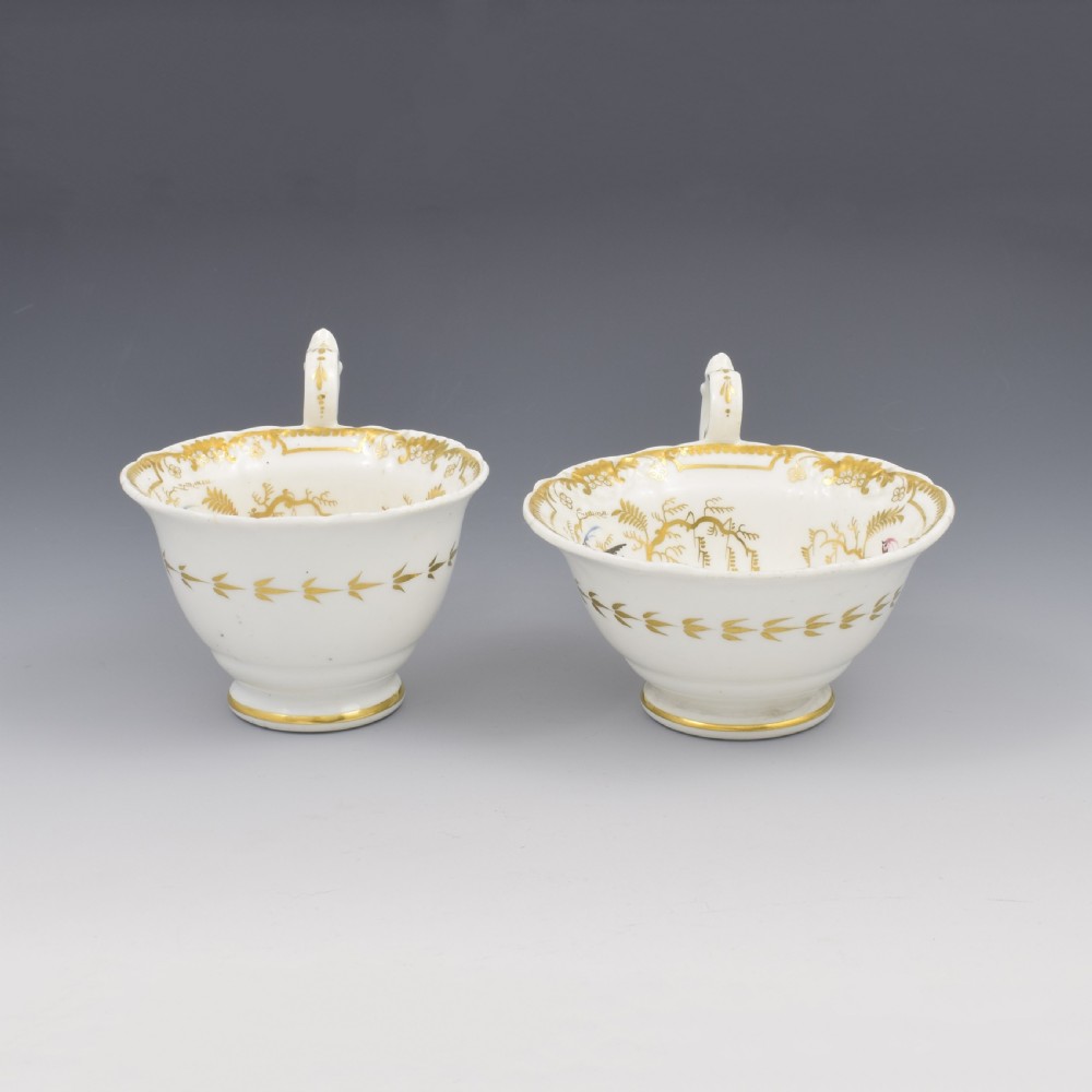Stunning Davenport Porcelain Fancy Birds Tea and Coffee Cup & Saucer Trio Pattern 916 c.1830 View V