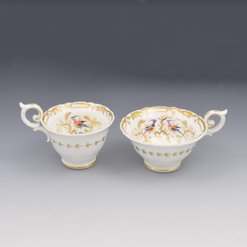 Stunning Davenport Porcelain Fancy Birds Tea and Coffee Cup & Saucer Trio Pattern 916 c.1830 View VII