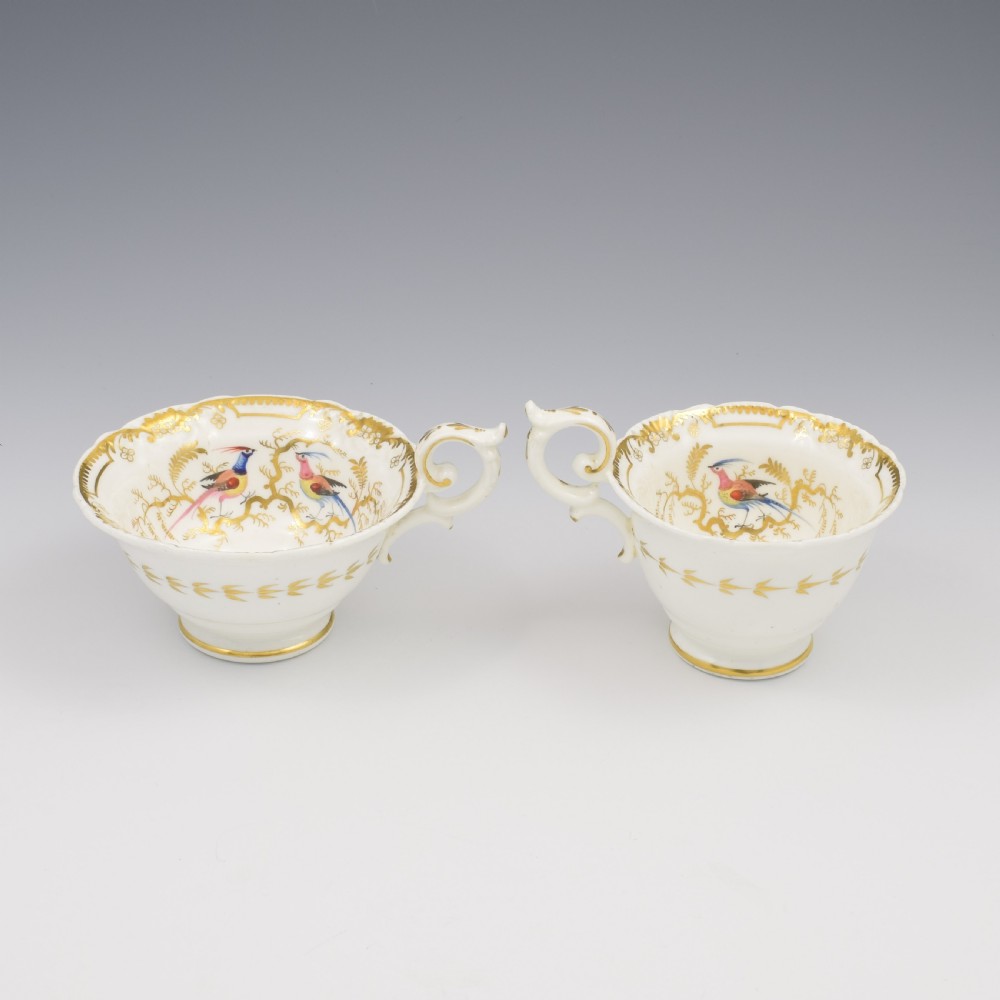 Stunning Davenport Porcelain Fancy Birds Tea and Coffee Cup & Saucer Trio Pattern 916 c.1830 View VIII