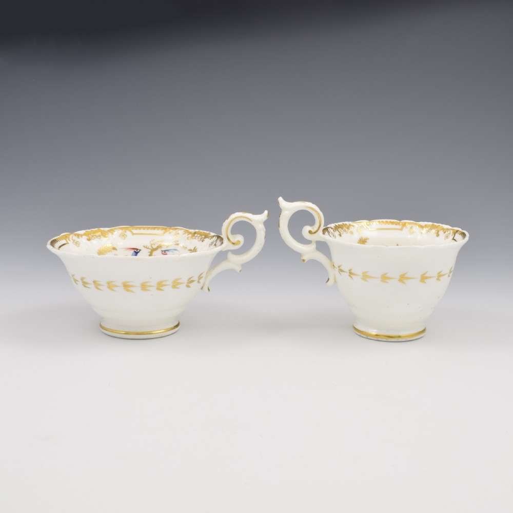 Stunning Davenport Porcelain Fancy Birds Tea and Coffee Cup & Saucer Trio Pattern 916 c.1830 View IX