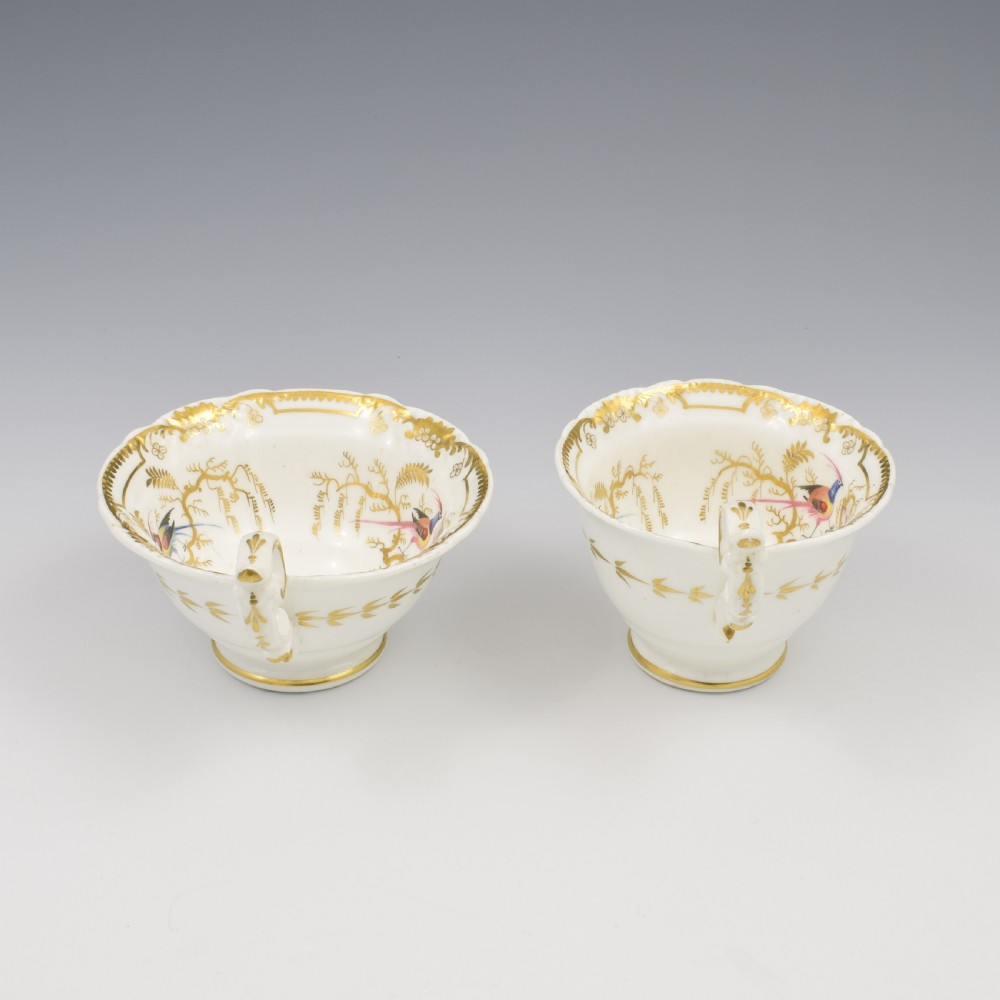 Stunning Davenport Porcelain Fancy Birds Tea and Coffee Cup & Saucer Trio Pattern 916 c.1830 View X