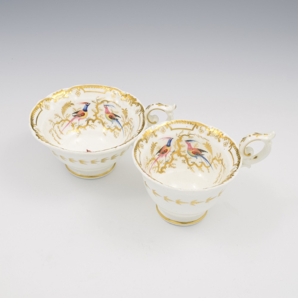 Stunning Davenport Porcelain Fancy Birds Tea and Coffee Cup & Saucer Trio Pattern 916 c.1830 View XIII