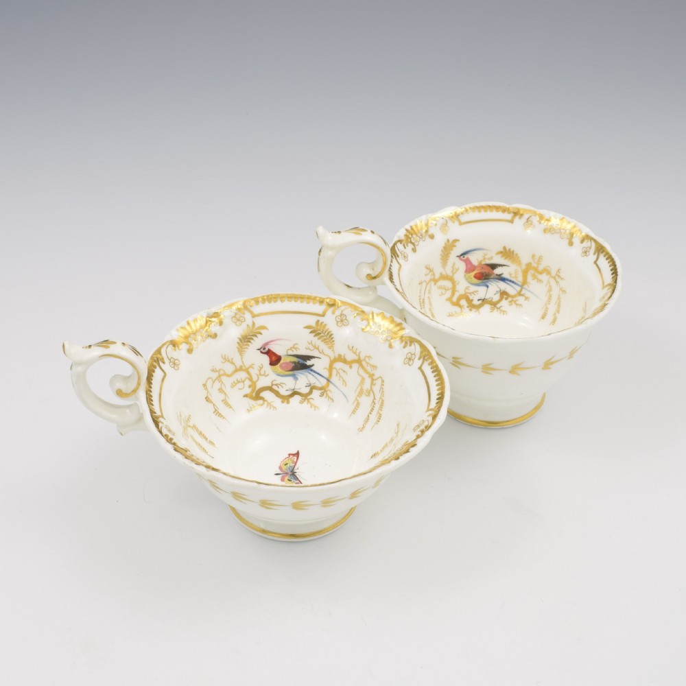 Stunning Davenport Porcelain Fancy Birds Tea and Coffee Cup & Saucer Trio Pattern 916 c.1830 View XIV