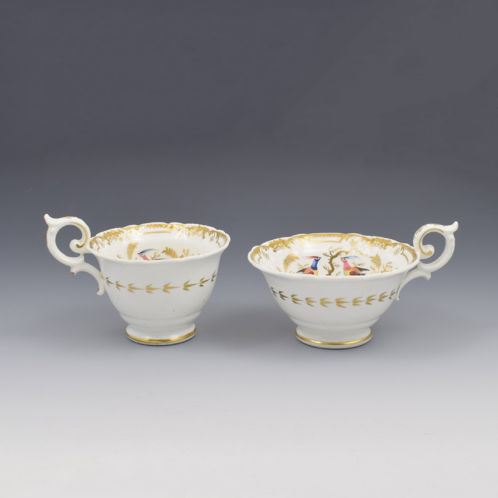 Stunning Davenport Porcelain Fancy Birds Tea and Coffee Cup & Saucer Trio Pattern 916 c.1830 View XVII