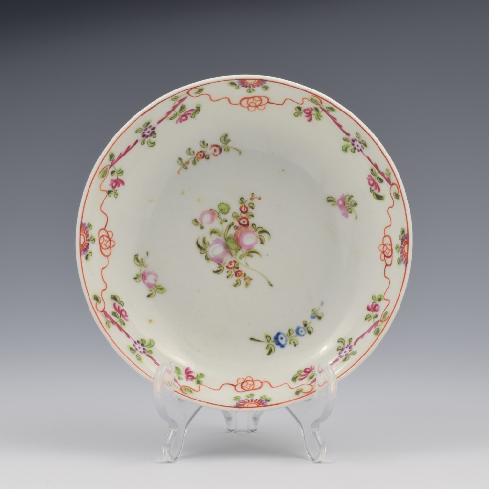 Georgian New Hall Porcelain Tea Bowl & Saucer Knitting Wool Pattern 195 c.1795-1800 View II