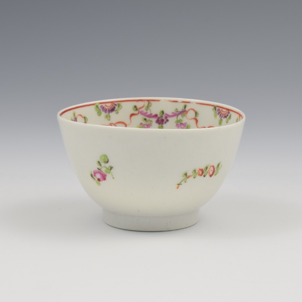 Georgian New Hall Porcelain Tea Bowl & Saucer Knitting Wool Pattern 195 c.1795-1800 View V
