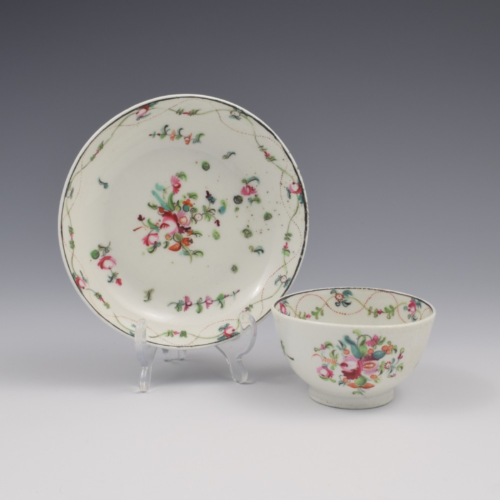Georgian New Hall Porcelain Tea Bowl & Saucer Pattern 241 c.1800 View II