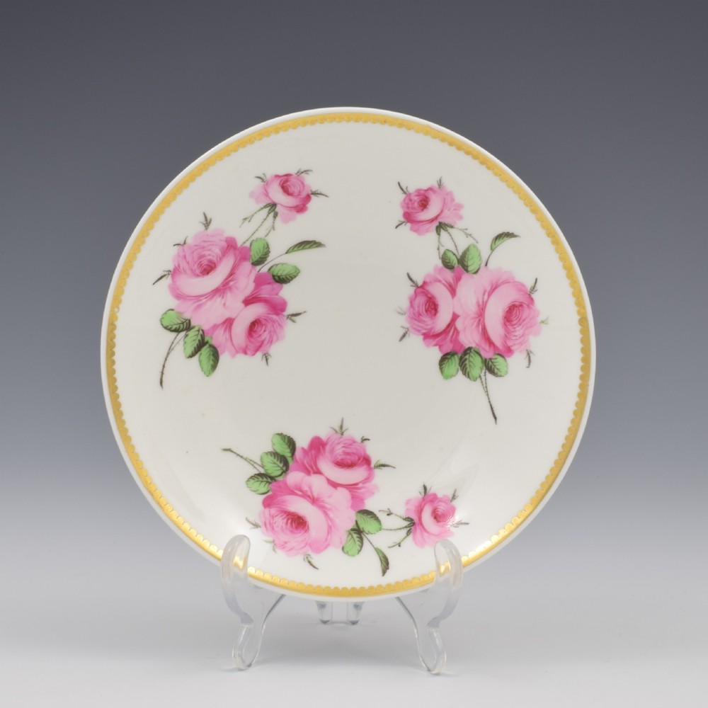 Stunning Regency Spode Porcelain Pink Roses Coffee Cup & Saucer c.1815 Pattern 3830 View II