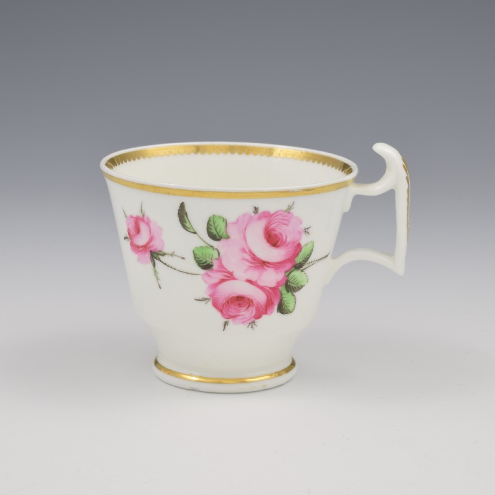 Stunning Regency Spode Porcelain Pink Roses Coffee Cup & Saucer c.1815 Pattern 3830 View III