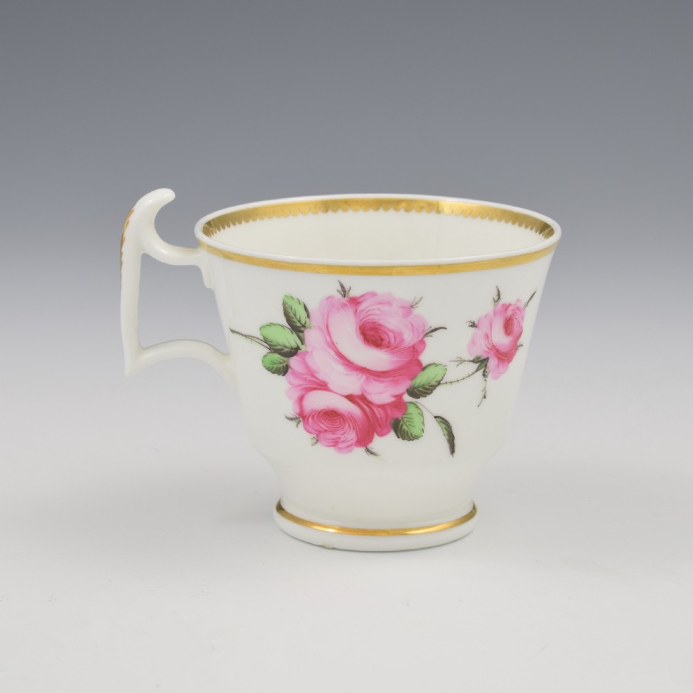 Stunning Regency Spode Porcelain Pink Roses Coffee Cup & Saucer c.1815 Pattern 3830 View IV