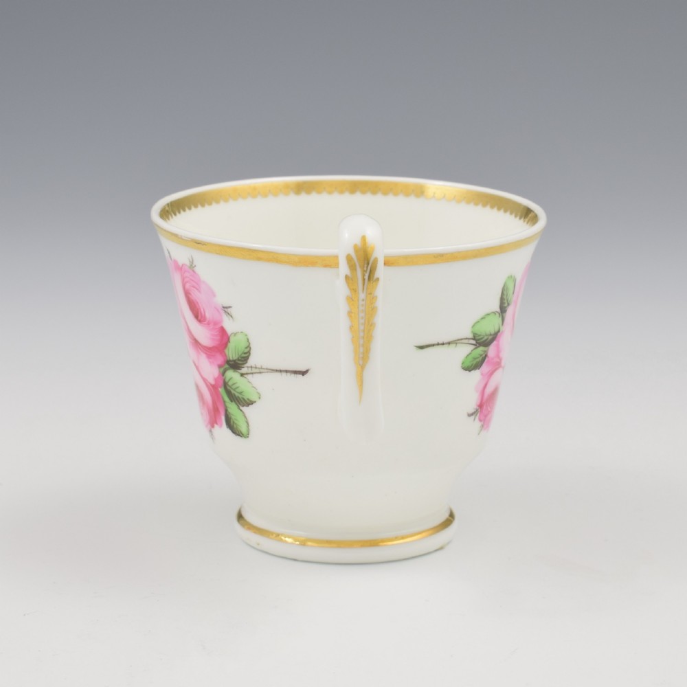 Stunning Regency Spode Porcelain Pink Roses Coffee Cup & Saucer c.1815 Pattern 3830 View V