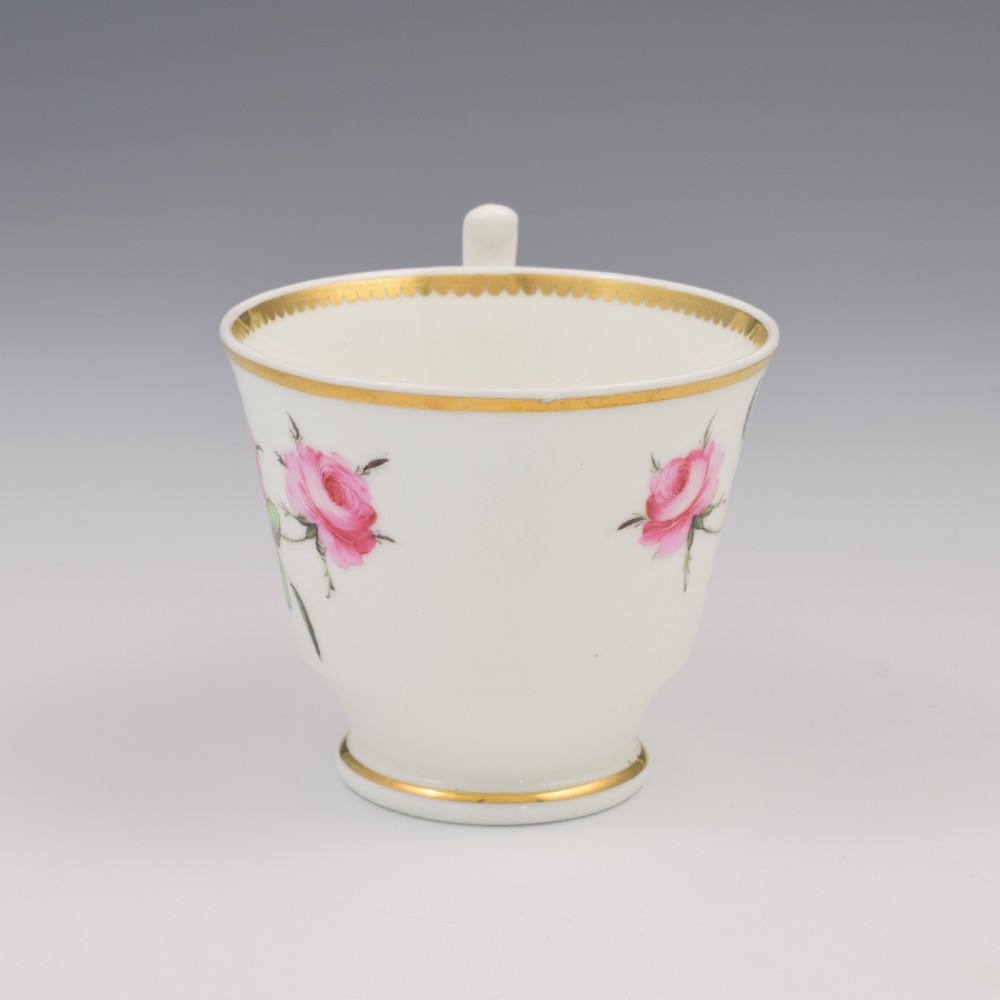 Stunning Regency Spode Porcelain Pink Roses Coffee Cup & Saucer c.1815 Pattern 3830 View VI