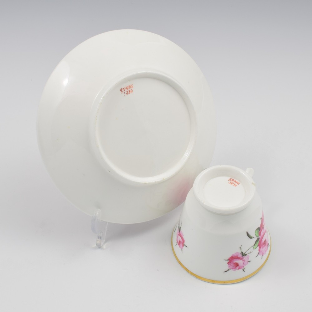 Stunning Regency Spode Porcelain Pink Roses Coffee Cup & Saucer c.1815 Pattern 3830 View VII