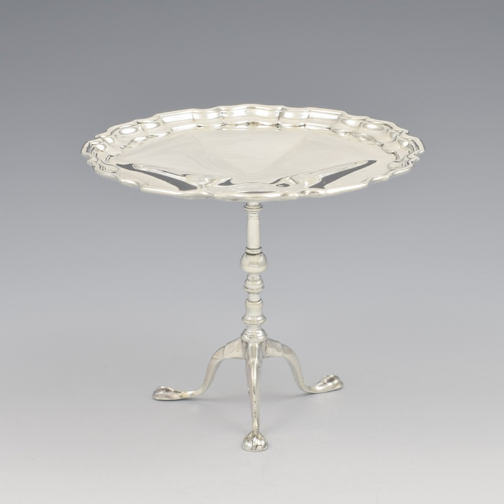 Stunning Miniature Silver Georgian Pie Crust Table Tazza / Bonbon Dish Goldsmiths Co. 1915 View V
