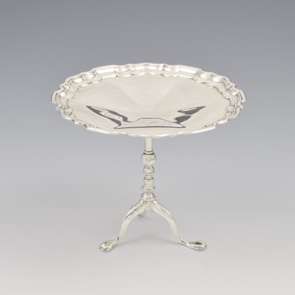 Stunning Miniature Silver Georgian Pie Crust Table Tazza / Bonbon Dish Goldsmiths Co. 1915 View VII