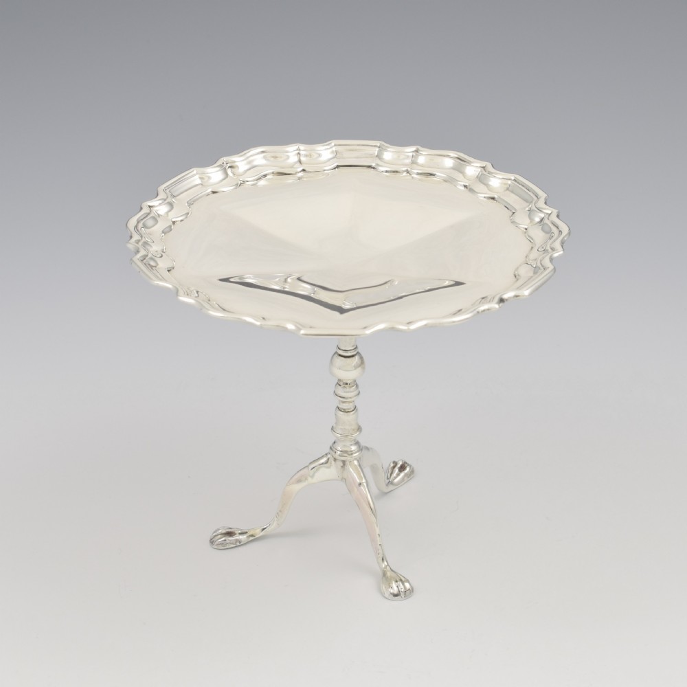 Stunning Miniature Silver Georgian Pie Crust Table Tazza / Bonbon Dish Goldsmiths Co. 1915 View VIII