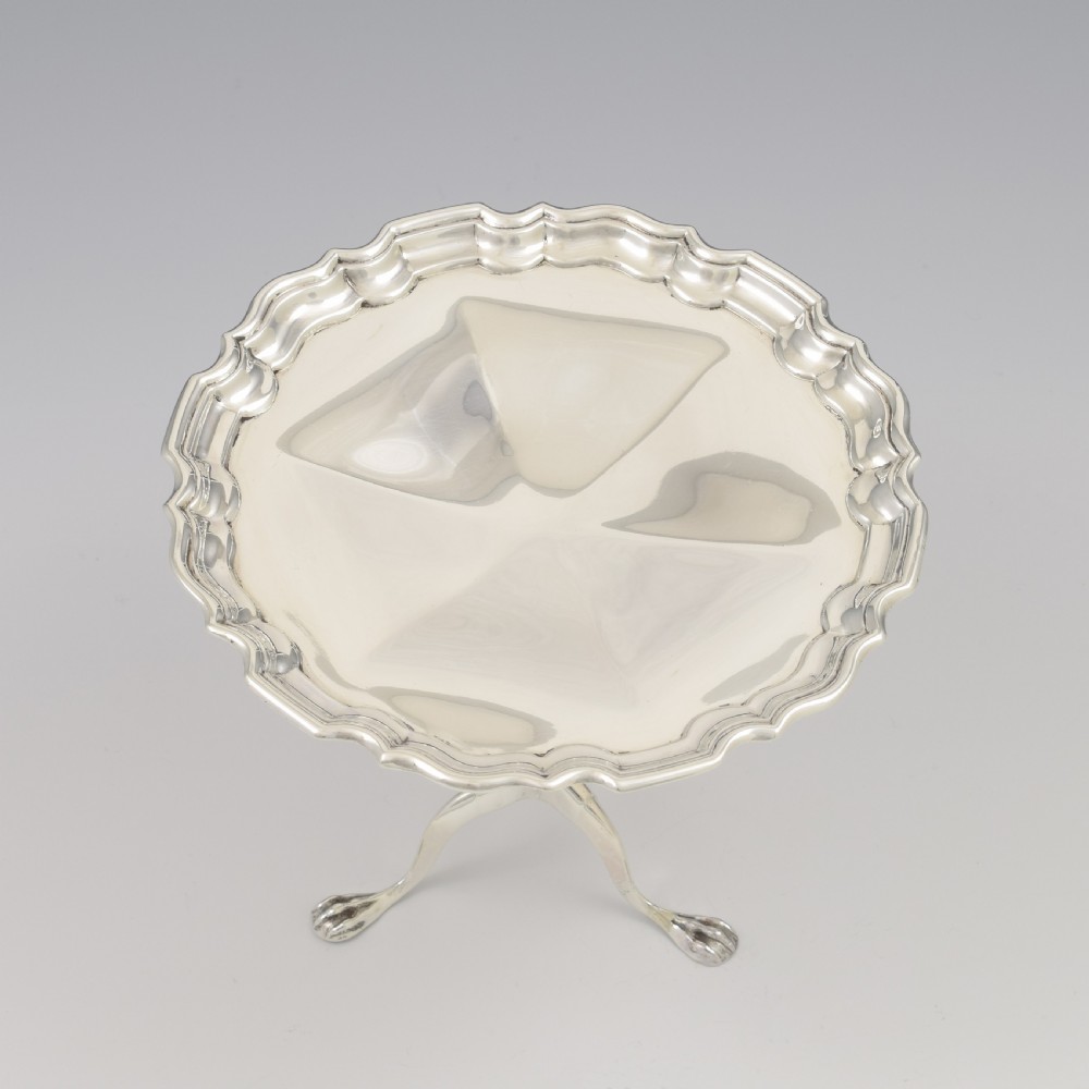 Stunning Miniature Silver Georgian Pie Crust Table Tazza / Bonbon Dish Goldsmiths Co. 1915 View X