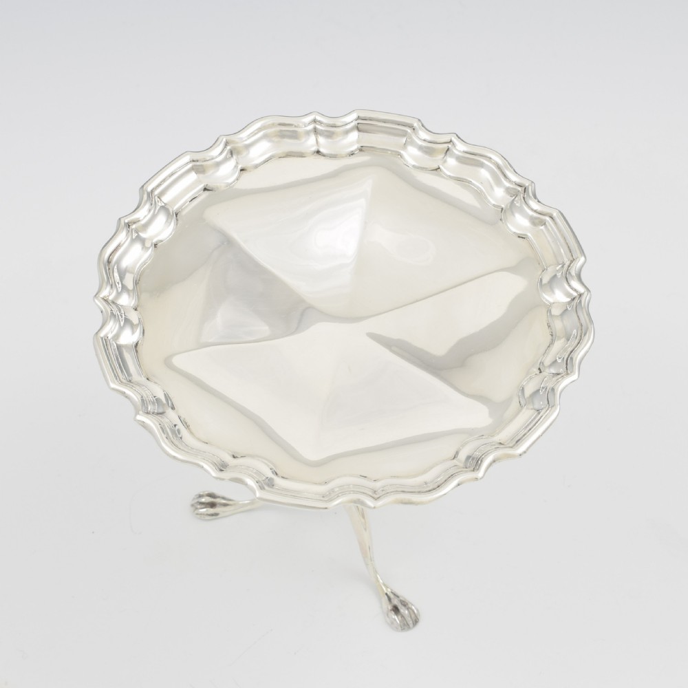Stunning Miniature Silver Georgian Pie Crust Table Tazza / Bonbon Dish Goldsmiths Co. 1915 View XV