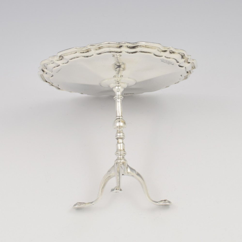 Stunning Miniature Silver Georgian Pie Crust Table Tazza / Bonbon Dish Goldsmiths Co. 1915 View XVI