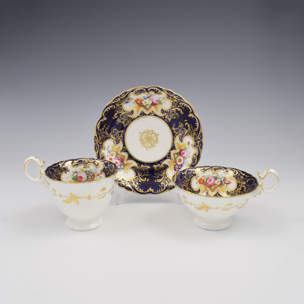 Stunning Coalport Porcelain Adelaide Tea & Coffee Cup & Saucer Trio c.1835