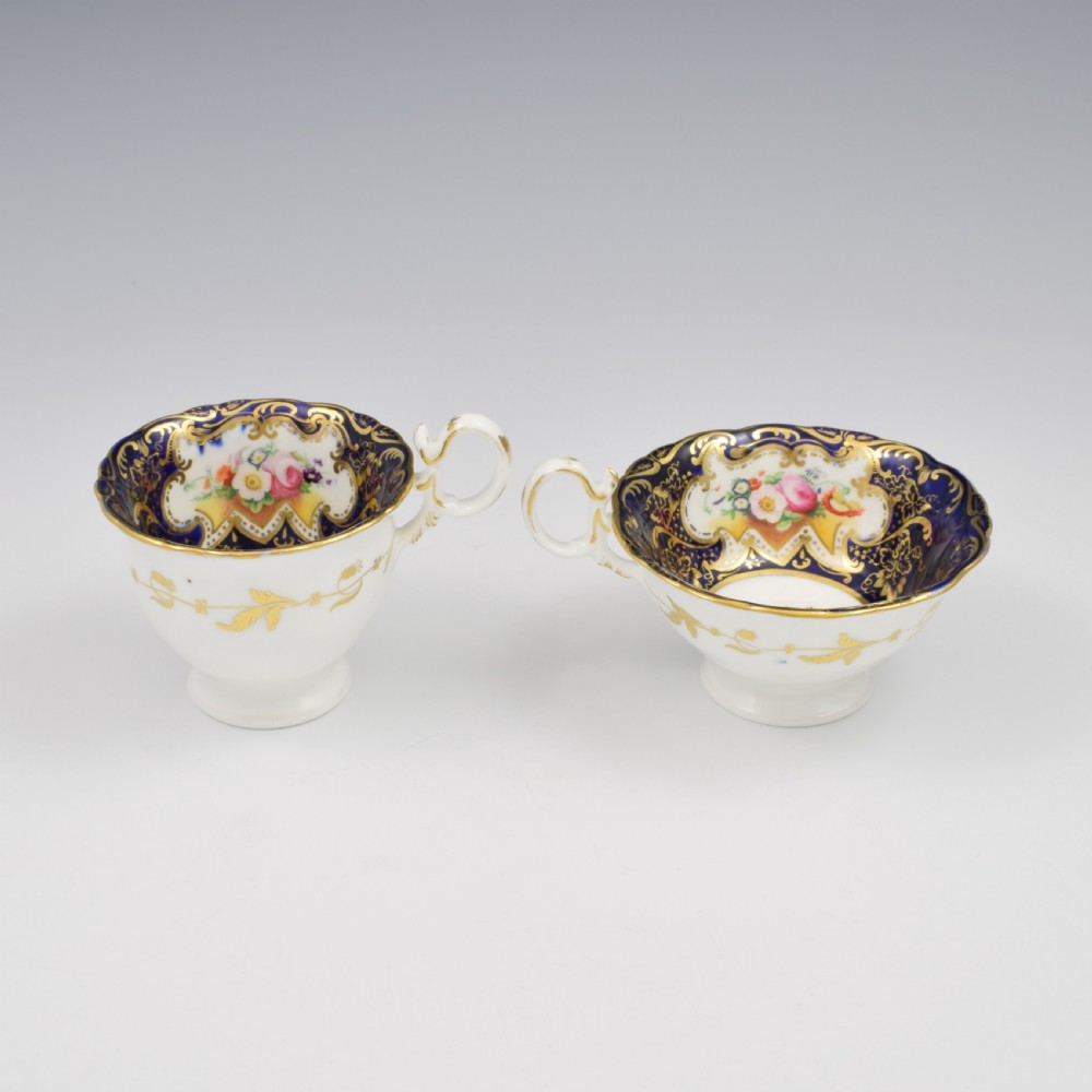 Stunning Coalport Porcelain Adelaide Tea & Coffee Cup & Saucer Trio c.1835 View III