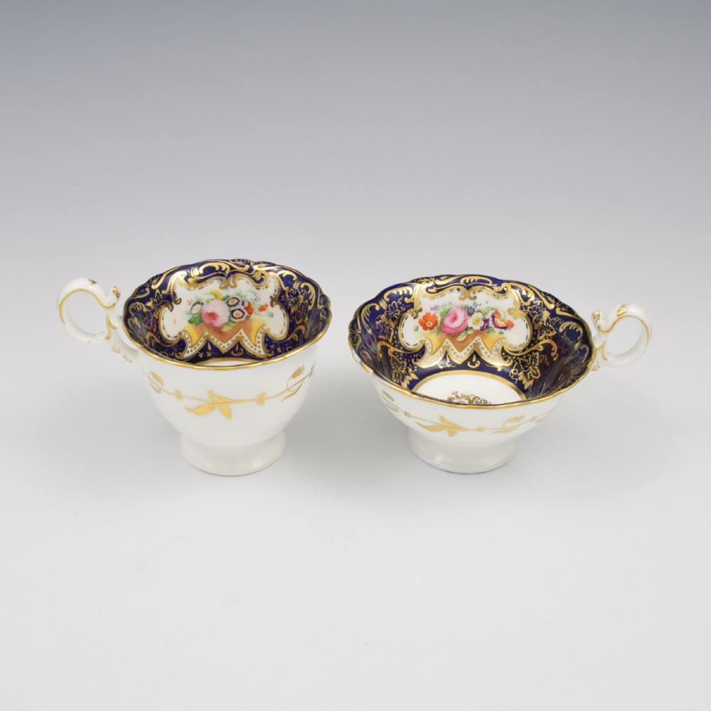 Stunning Coalport Porcelain Adelaide Tea & Coffee Cup & Saucer Trio c.1835 View VI