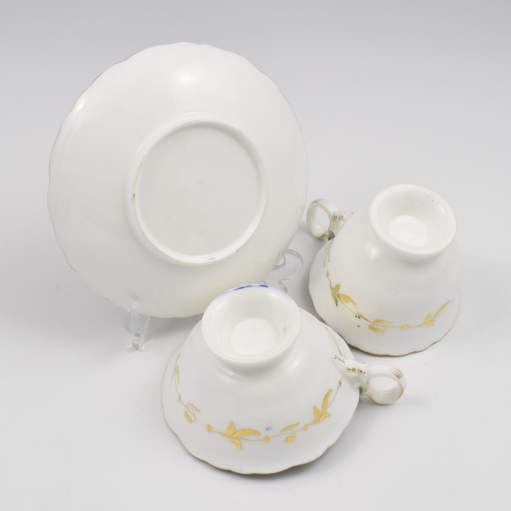 Stunning Coalport Porcelain Adelaide Tea & Coffee Cup & Saucer Trio c.1835 View XI