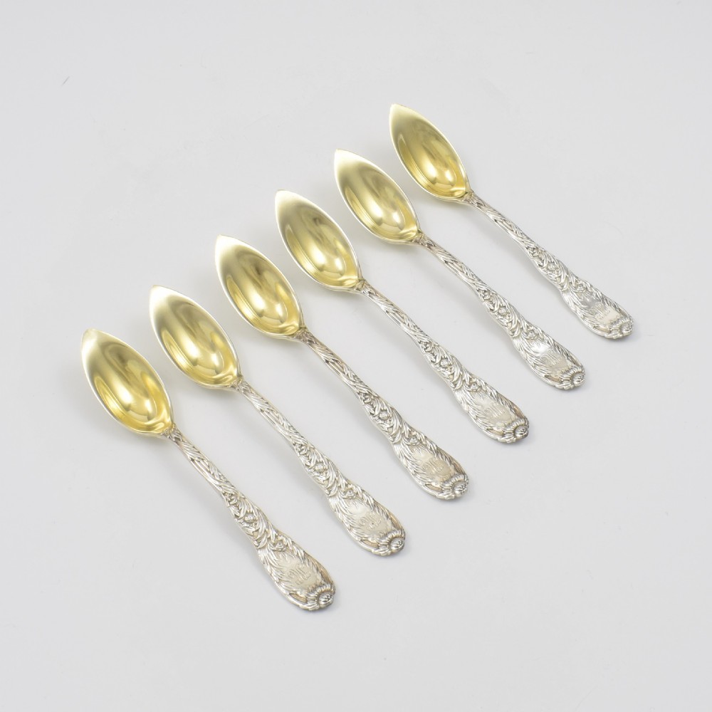 Stunning Silver Parcel Gilt Tiffany & Co. Chrysanthemum Orange / Fruit Spoons (Set Of 6) View II