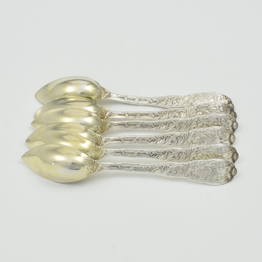 Stunning Silver Parcel Gilt Tiffany & Co. Chrysanthemum Orange / Fruit Spoons (Set Of 6) View IX